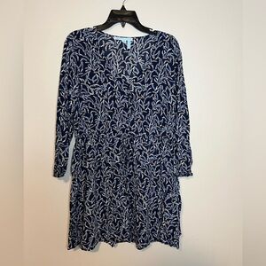 Draper James Blue Long Sleeve, Tie Waist Knee Length Dress, Size 8
